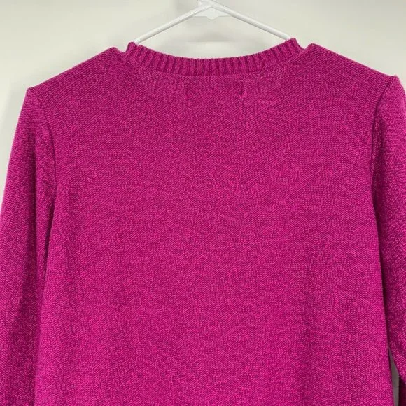 Karen Scott Sweater Purple Crewneck Pullover Rolled Cuff 3/4 Sleeve - Picture 8 of 10